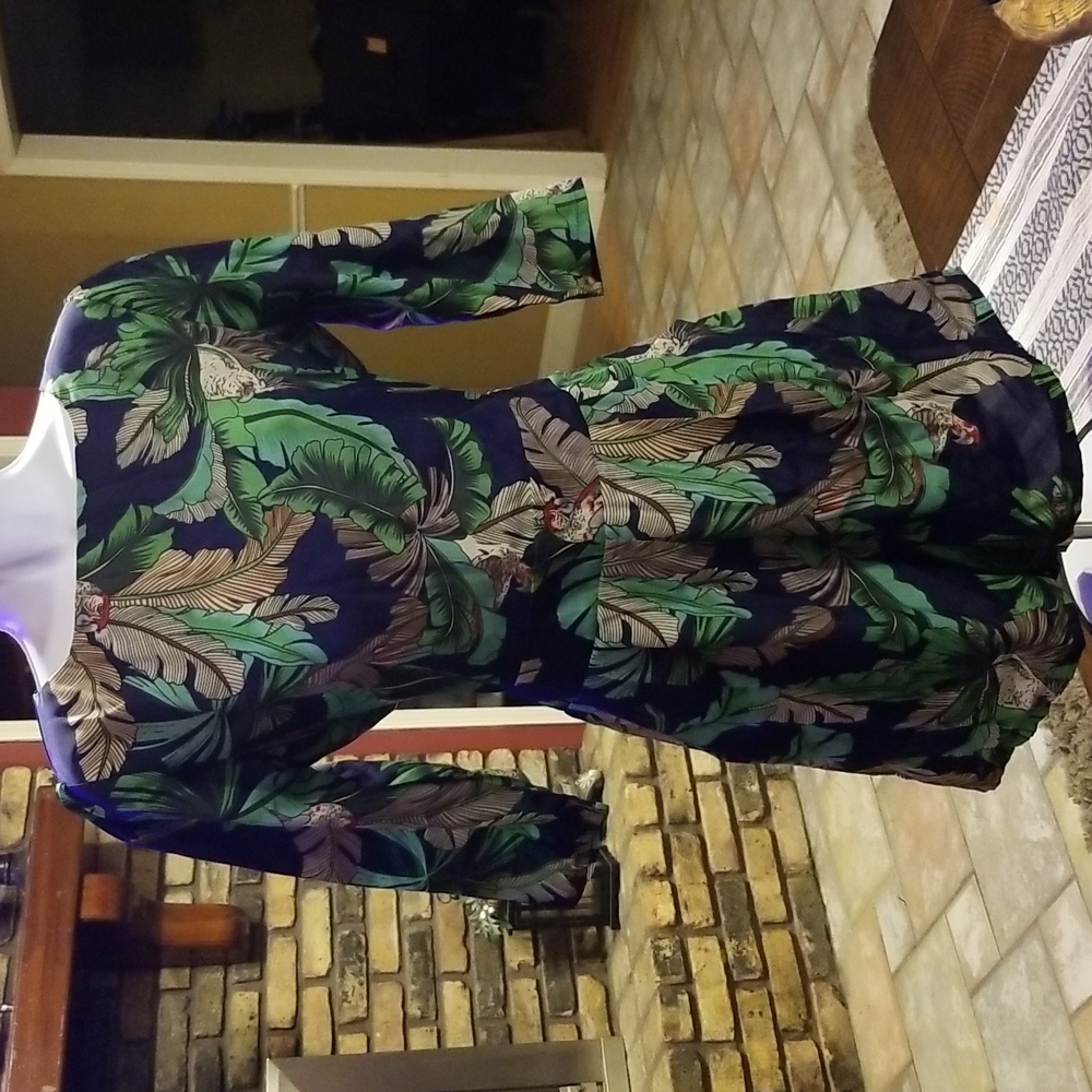 Boohoo Tropical Parrot 3/4 sleeve Romper - Jumpsuit